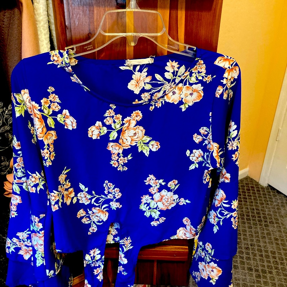 Blue floral blouse